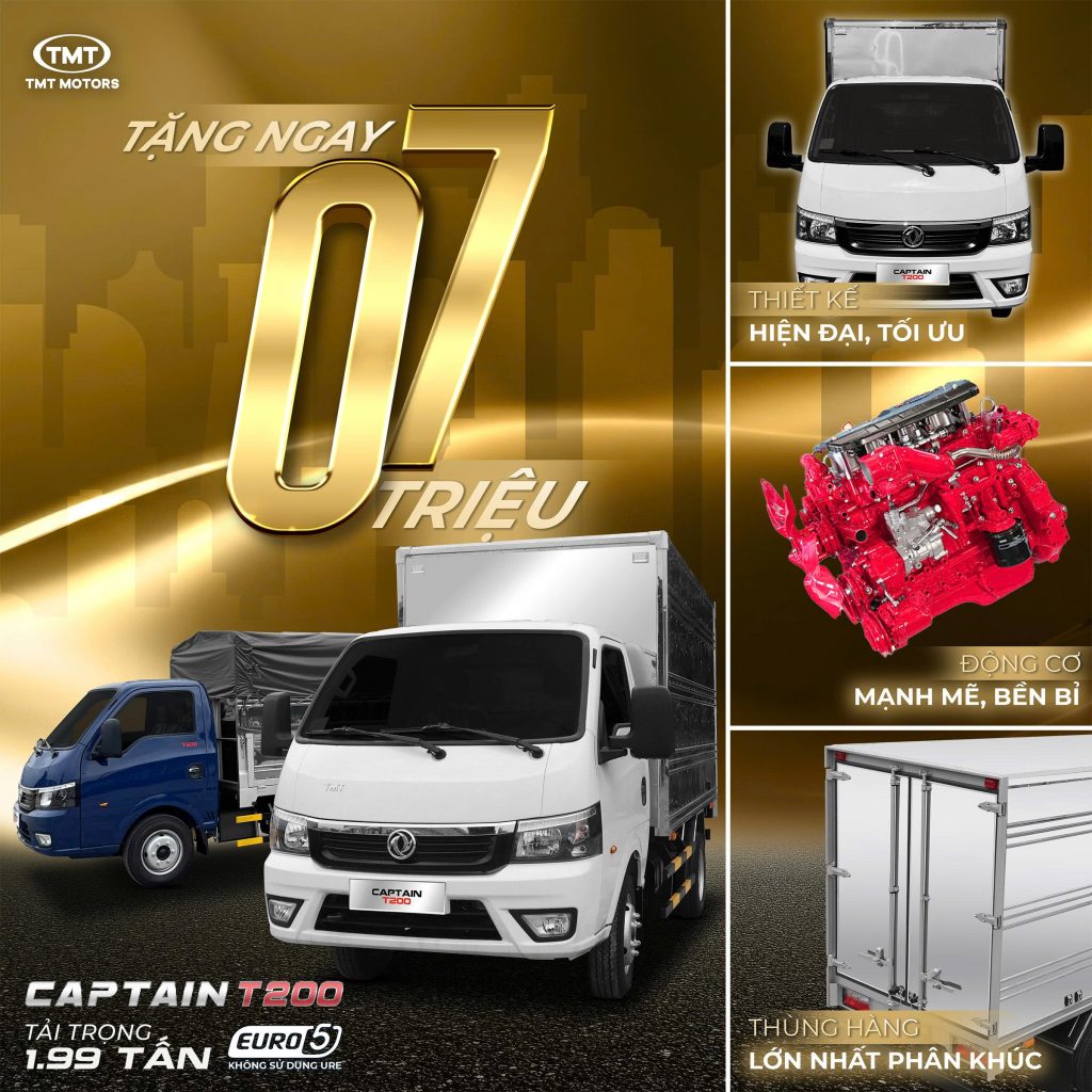 TMT CAPTAIN T200 (TẢI TRỌNG 1.99 TẤN - THÙNG DÀI 3M3): TRỢ THỦ ĐẮC LỰC TẢI HÀNG NỘI ĐÔ!