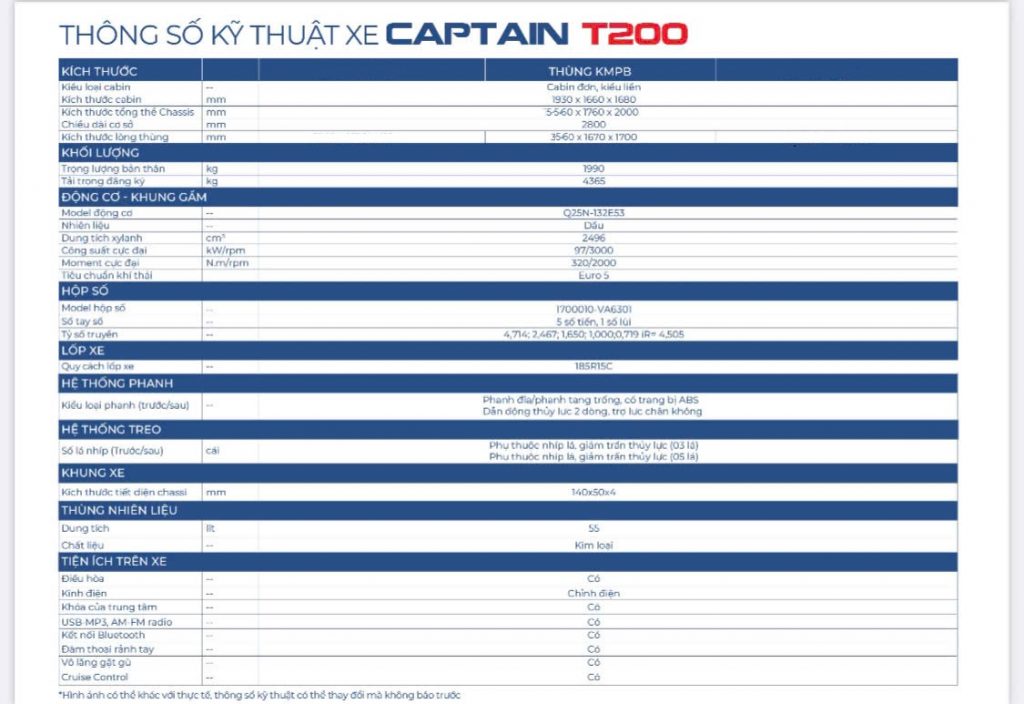 Xe Tải Thi Sát Hạch Hạng C1 Captain T200